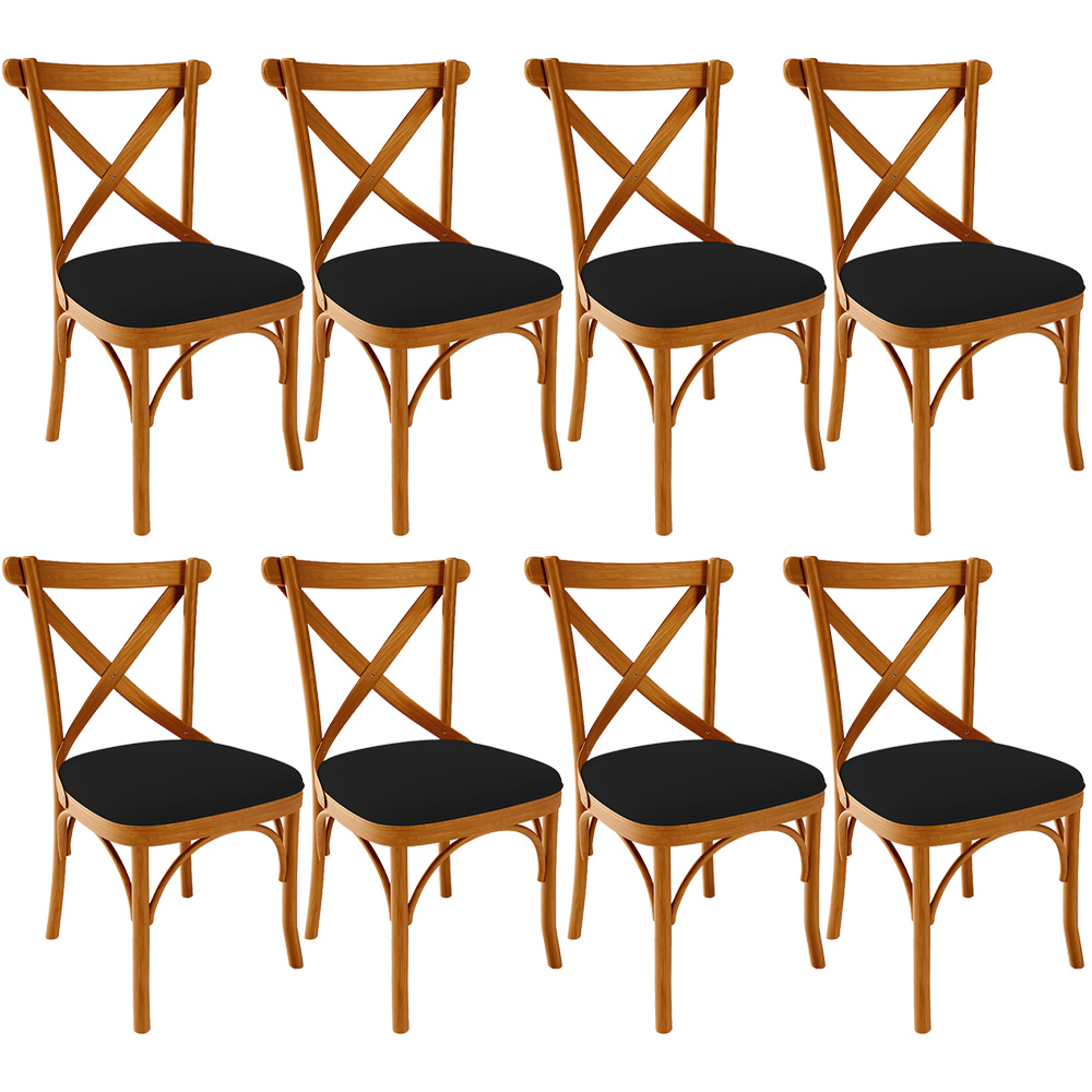 Kit 08 Cadeiras Para Sala de Jantar e Estar Living Estofada Ávila L02 Suede Preto - Lyam