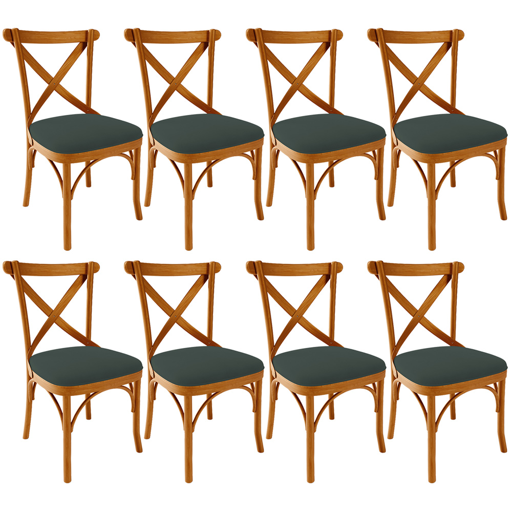 Kit 08 Cadeiras Para Sala de Jantar e Estar Living Estofada Ávila L02 Suede Verde Musgo - Lyam