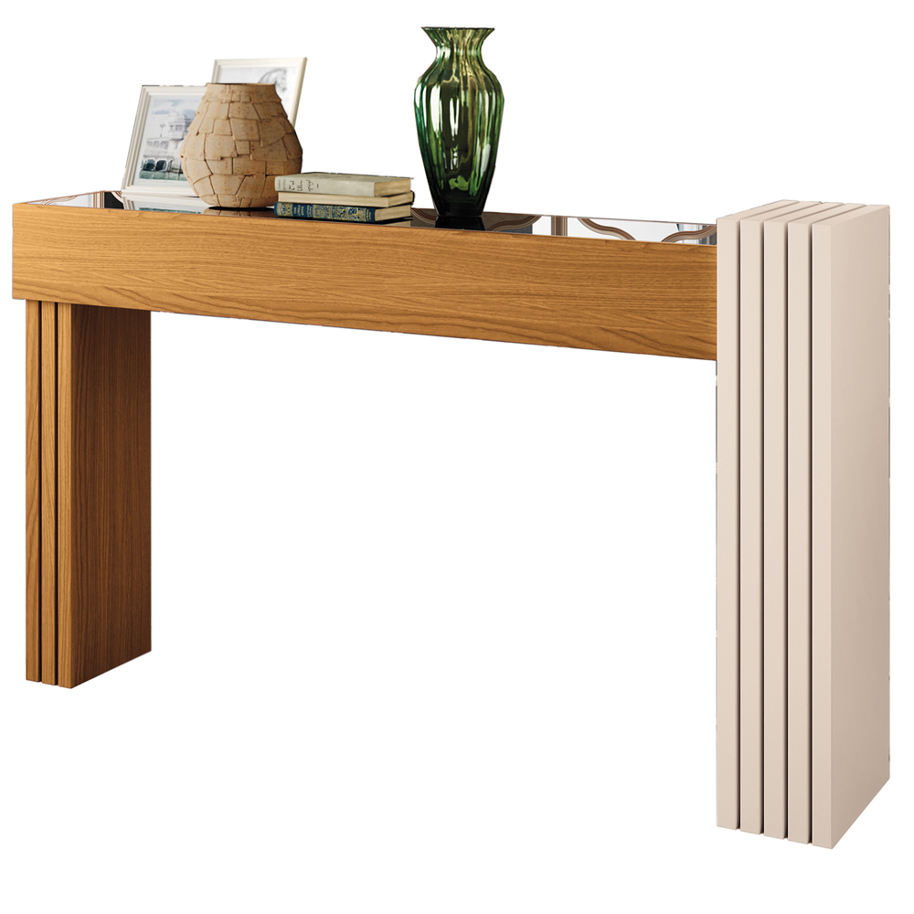 Kit 2 Aparadores Decorativos Sala Estar Espelhado Lord B01 Cinamomo Off White - Lyam Decor
