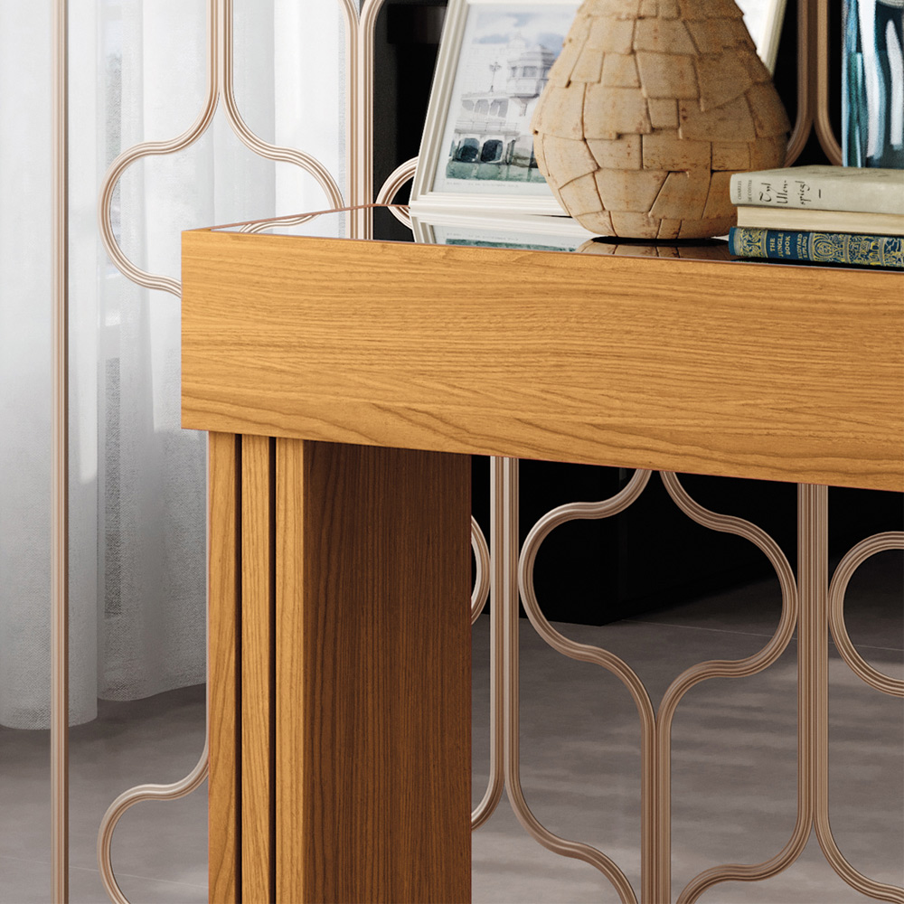 Kit 2 Aparadores Decorativos Sala Estar Espelhado Lord B01 Cinamomo Off White - Lyam Decor