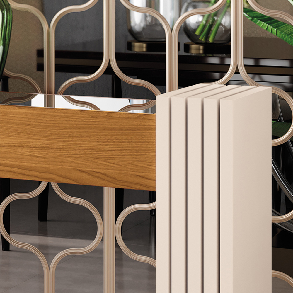 Kit 2 Aparadores Decorativos Sala Estar Espelhado Lord B01 Cinamomo Off White - Lyam Decor