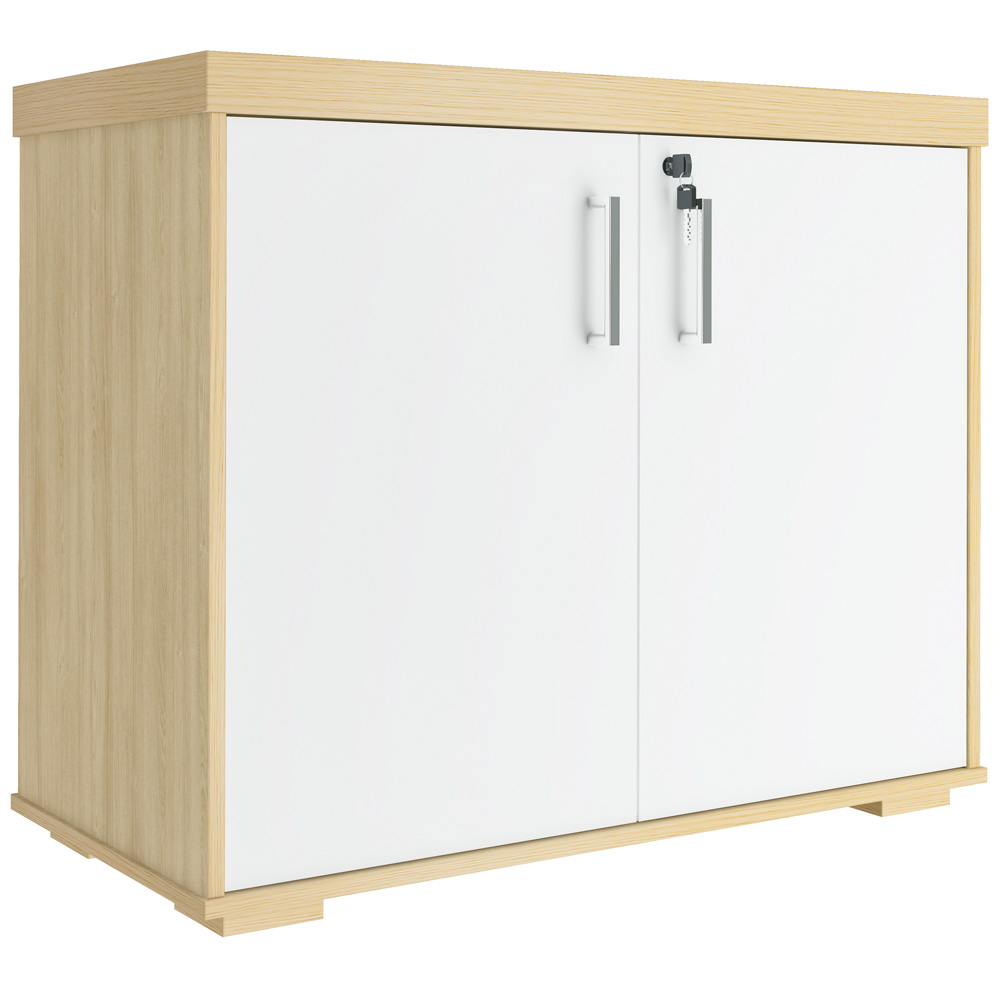 Kit 2 Armários Balcão Multiuso Escritório 2 Portas Atria Executiva A02 Carvalho Branco - Lyam Decor