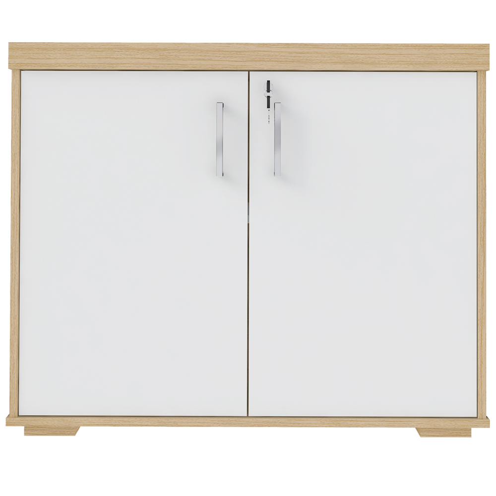 Kit 2 Armários Balcão Multiuso Escritório 2 Portas Atria Executiva A02 Carvalho Branco - Lyam Decor