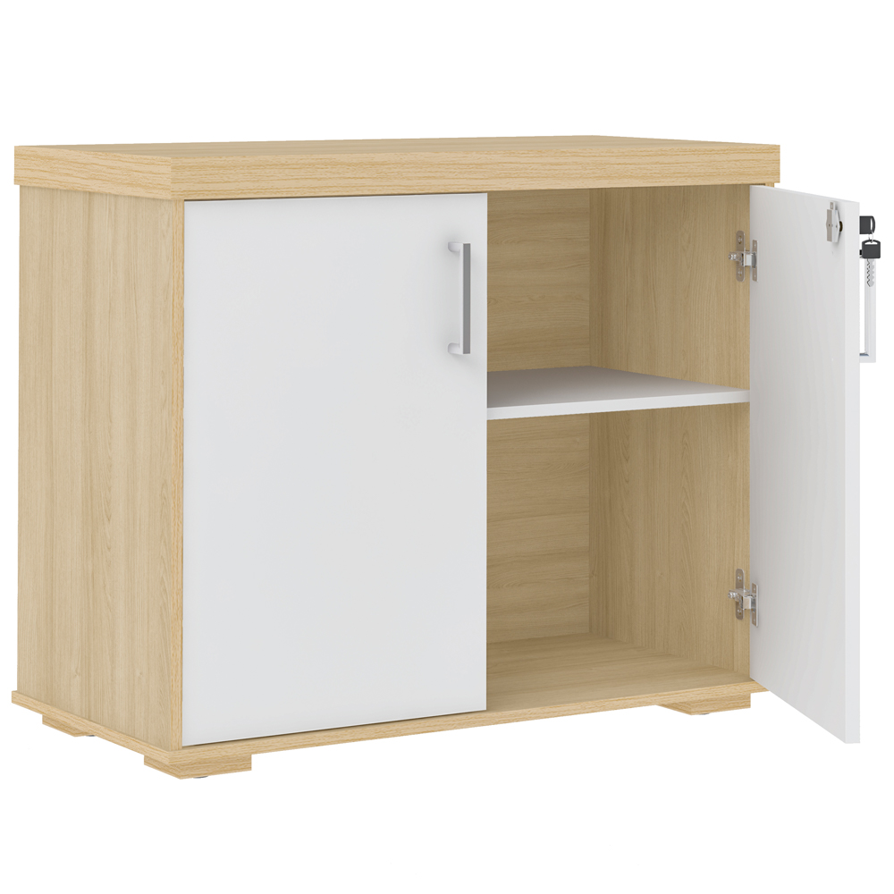 Kit 2 Armários Balcão Multiuso Escritório 2 Portas Atria Executiva A02 Carvalho Branco - Lyam Decor