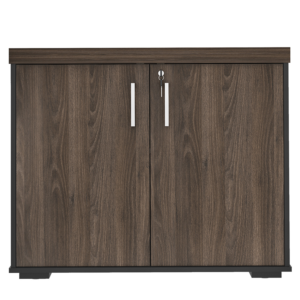 Kit 2 Armários Balcão Multiuso Escritório 2 Portas Atria Executiva A02 Charuto Preto - Lyam Decor
