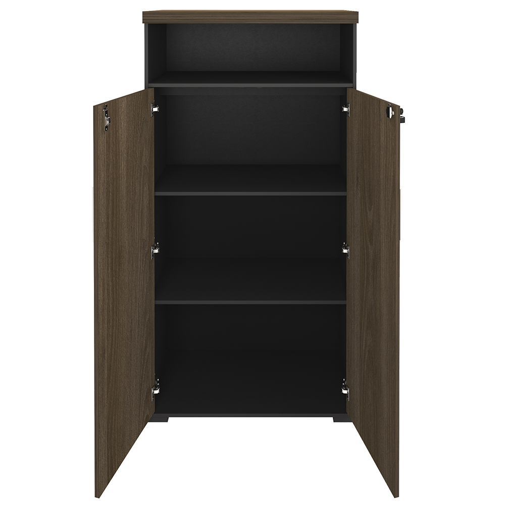 Kit 2 Armários Multiuso Office 2 Portas E Nicho Atria Executiva 173cm A02 Charuto Preto - Lyam Decor