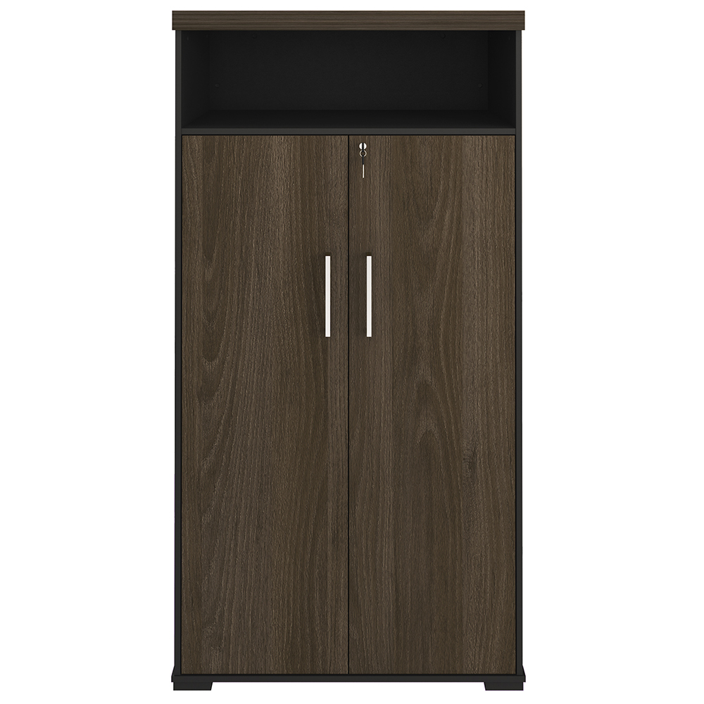 Kit 2 Armários Multiuso Office 2 Portas E Nicho Atria Executiva 173cm A02 Charuto Preto - Lyam Decor