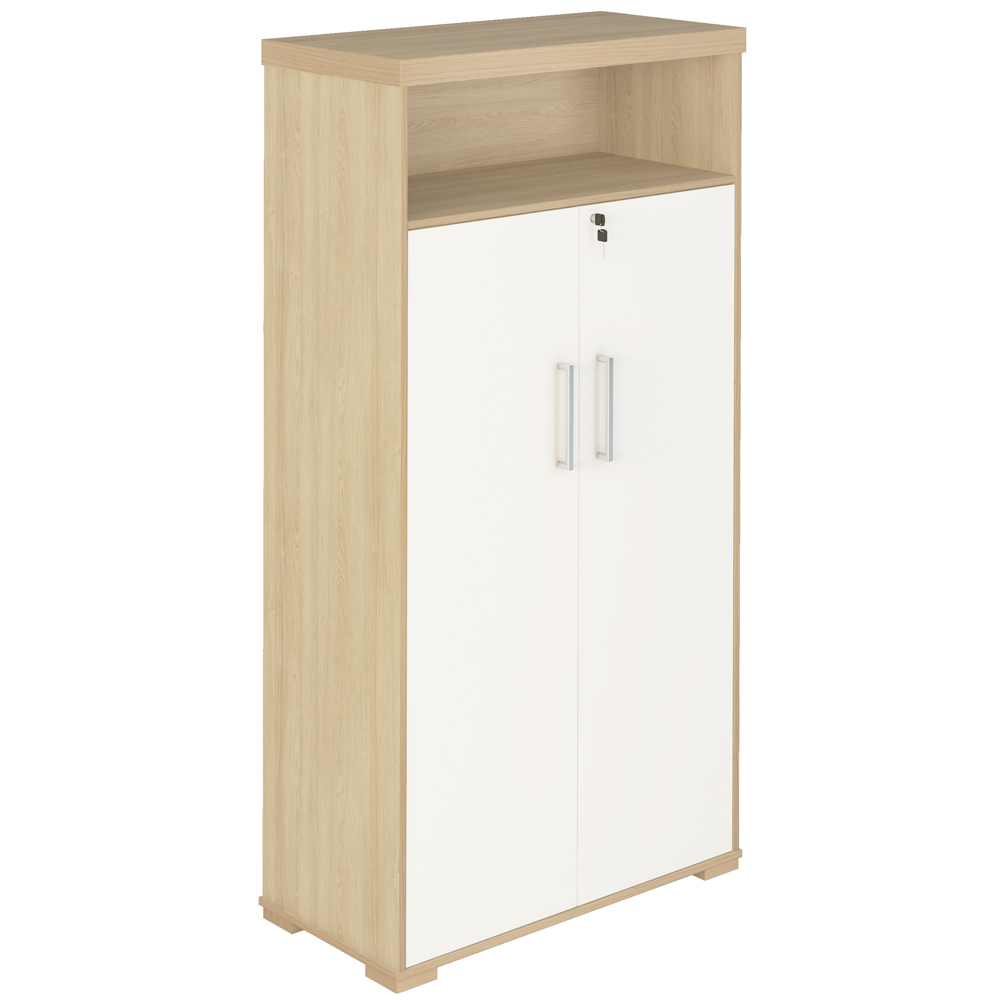 Kit 2 Armários Multiuso Office 2 Portas E Nicho Atria Executiva A02 Carvalho Branco - Lyam Decor