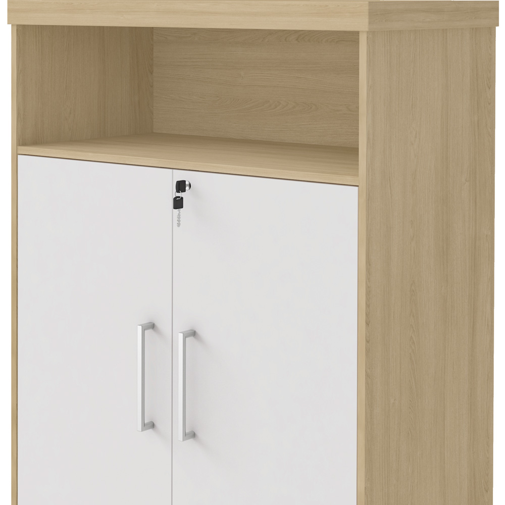Kit 2 Armários Multiuso Office 2 Portas E Nicho Atria Executiva A02 Carvalho Branco - Lyam Decor