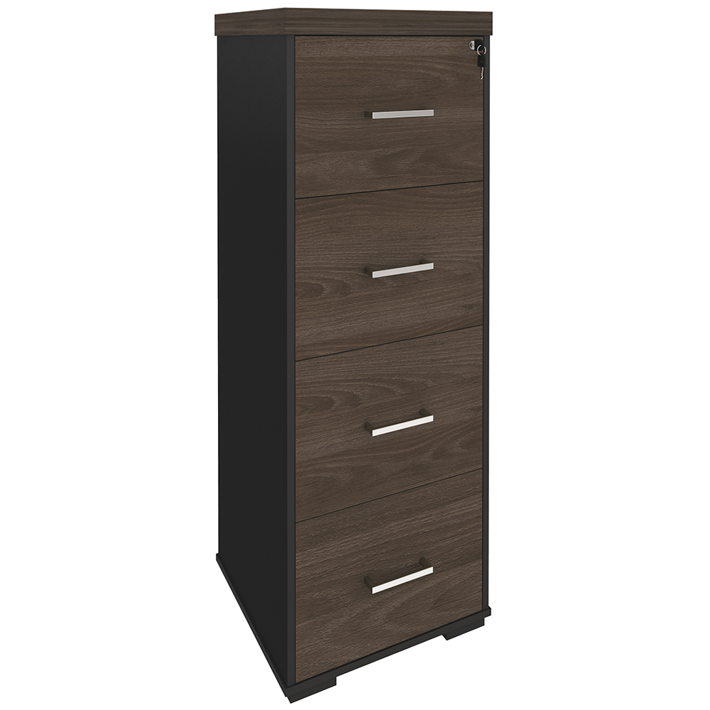 Kit 2 Armários Multiuso Office Para Arquivo 4 Gavetas Atria Executiva A02 Charuto Preto - Lyam Decor