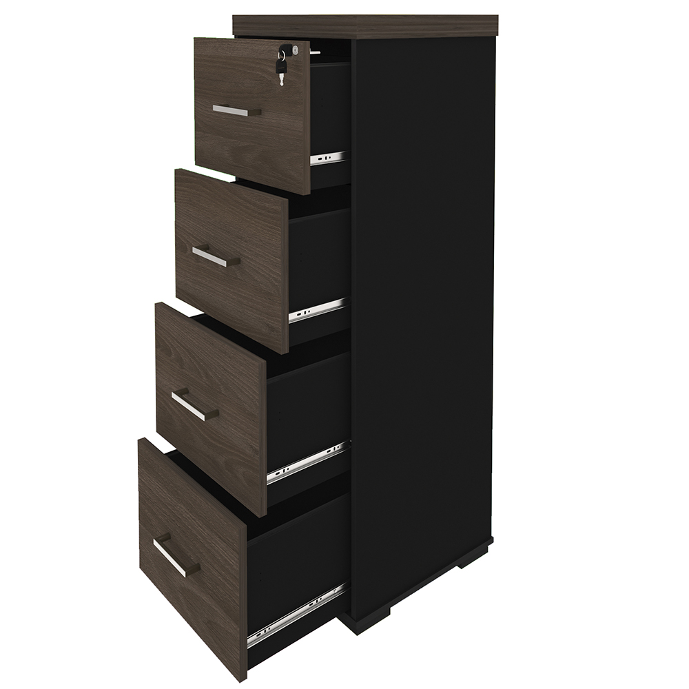 Kit 2 Armários Multiuso Office Para Arquivo 4 Gavetas Atria Executiva A02 Charuto Preto - Lyam Decor