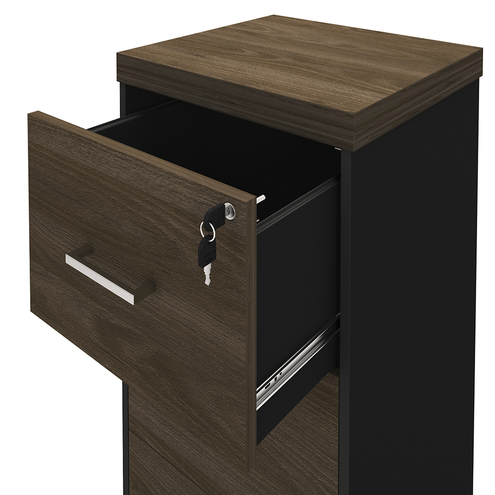 Kit 2 Armários Multiuso Office Para Arquivo 4 Gavetas Atria Executiva A02 Charuto Preto - Lyam Decor