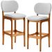 Kit 2 Banquetas Alta Bar Cozinha Sala Jantar Fixa Betta L02 Imbuia Linho Cinza - Lyam Decor
