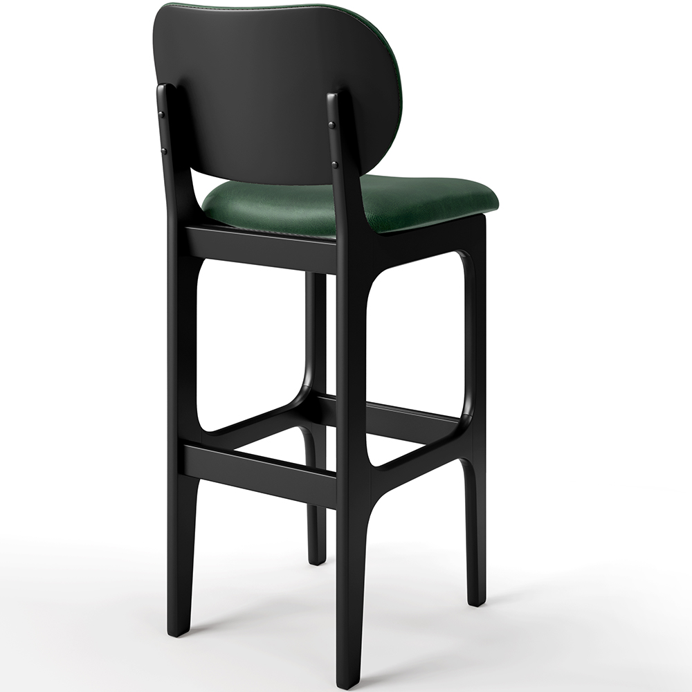 Kit 2 Banquetas Alta Bar Cozinha Sala Jantar Fixa Betta L02 Preto Facto Verde Musgo - Lyam Decor