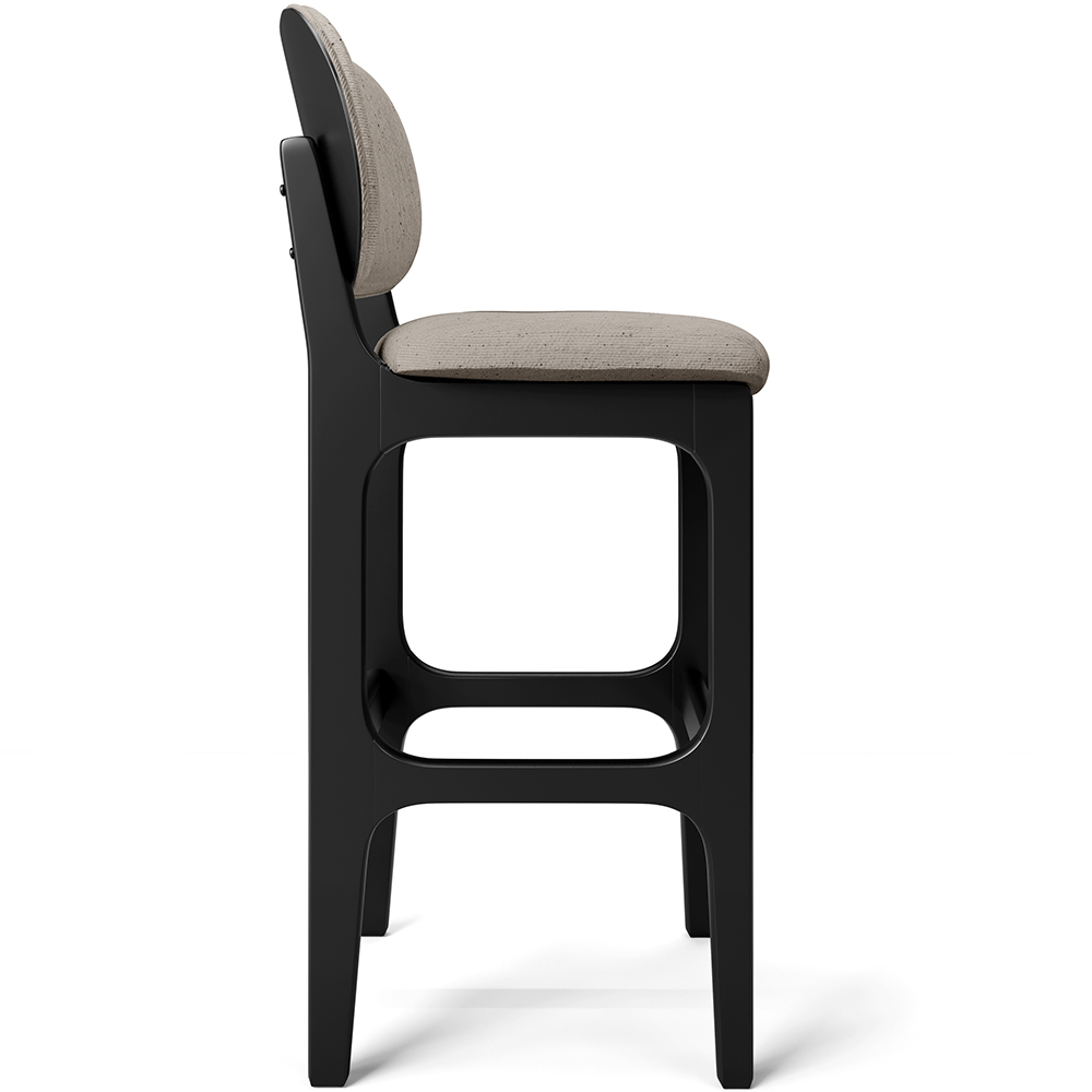 Kit 2 Banquetas Alta Bar Cozinha Sala Jantar Fixa Betta L02 Preto Linho Bege - Lyam Decor