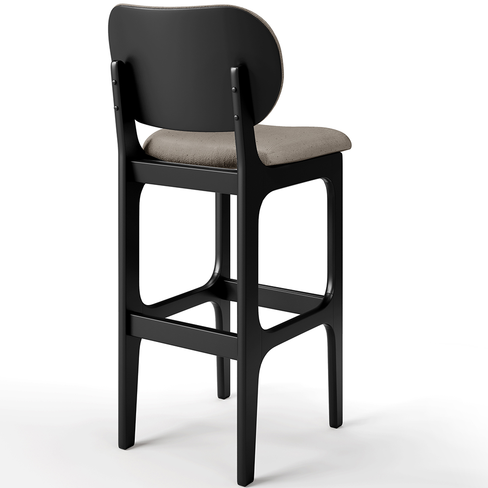 Kit 2 Banquetas Alta Bar Cozinha Sala Jantar Fixa Betta L02 Preto Linho Bege - Lyam Decor
