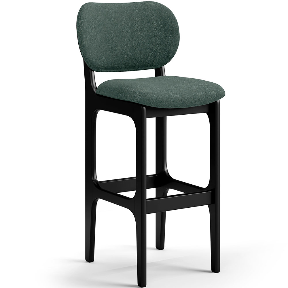 Kit 2 Banquetas Alta Bar Cozinha Sala Jantar Fixa Betta L02 Preto Linho Verde Musgo - Lyam Decor