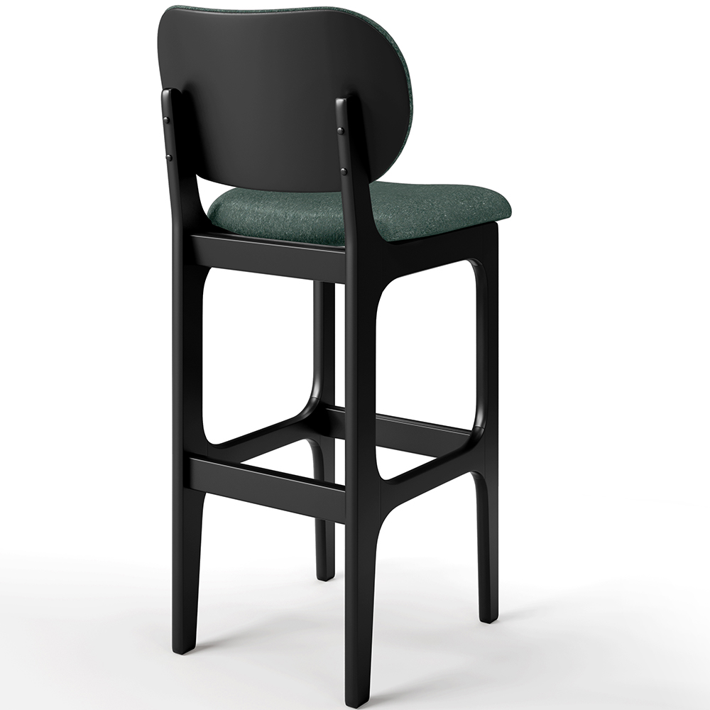 Kit 2 Banquetas Alta Bar Cozinha Sala Jantar Fixa Betta L02 Preto Linho Verde Musgo - Lyam Decor