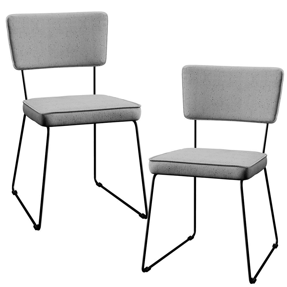 Kit 2 Cadeiras Decorativa Estofada Para Sala De Jantar Base Aço Allana L02 Linho Cinza - Lyam Decor