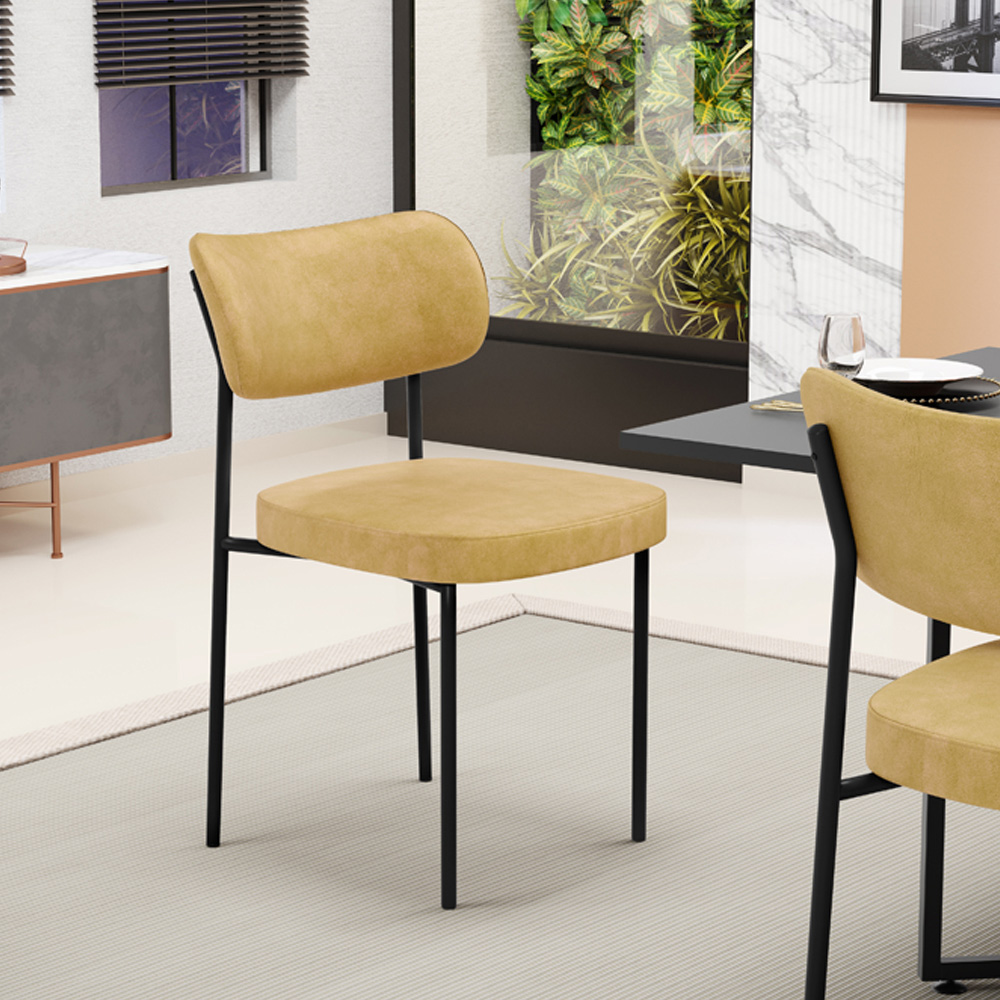 Kit 2 Cadeiras Decorativa Estofada Para Sala De Jantar Melina L02 Couríssimo Casco Fendi - Lyam Decor