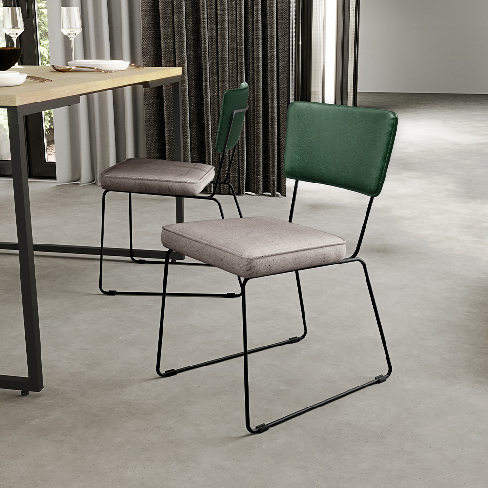 Kit 2 Cadeiras Decorativas Estofada Sala Jantar Allana L02 Facto Verde Musgo Linho Bege - Lyam Decor