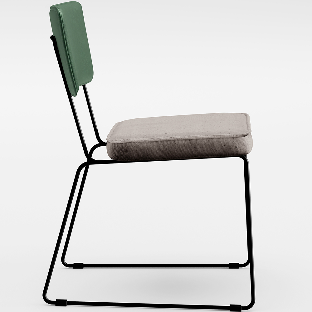 Kit 2 Cadeiras Decorativas Estofada Sala Jantar Allana L02 Facto Verde Musgo Linho Bege - Lyam Decor