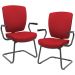Kit 2 Cadeiras Escritório Fixa Executiva Office Preto Slim Alta Flexi P03 Poliéster Vermelho - Lyam