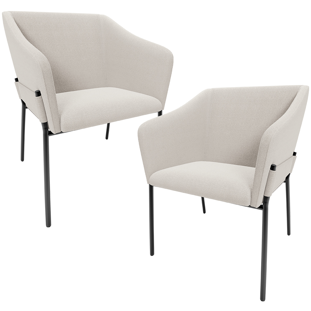 Kit 2 Cadeiras Para Sala de Jantar Estar Living Olívia L02 Bouclê Cru - Lyam Decor