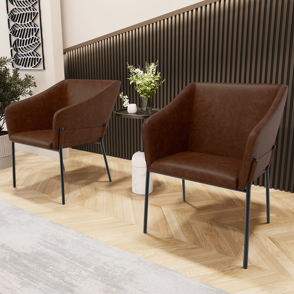 Kit 2 Cadeiras Para Sala de Jantar Estar Living Olívia L02 Couríssimo Marrom - Lyam Decor