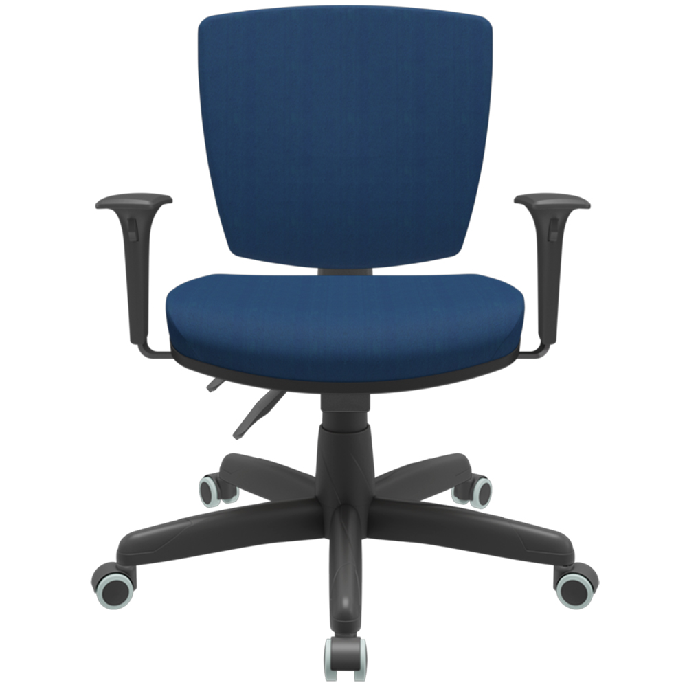 Kit 2 Cadeiras de Escritório Executiva Office Giratória Preto Baixa Flexi P03 Poliéster Azul - Lyam