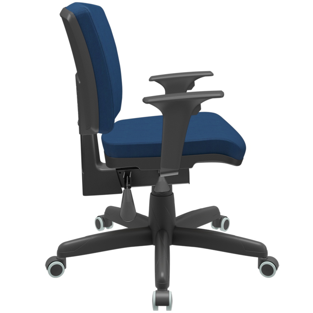 Kit 2 Cadeiras de Escritório Executiva Office Giratória Preto Baixa Flexi P03 Poliéster Azul - Lyam