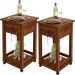 Kit 2 Carrinho Churrasco 2 Gavetas Churrasqueira 90x50 New W02 Madeira Maciça Imbuia - Lyam Decor