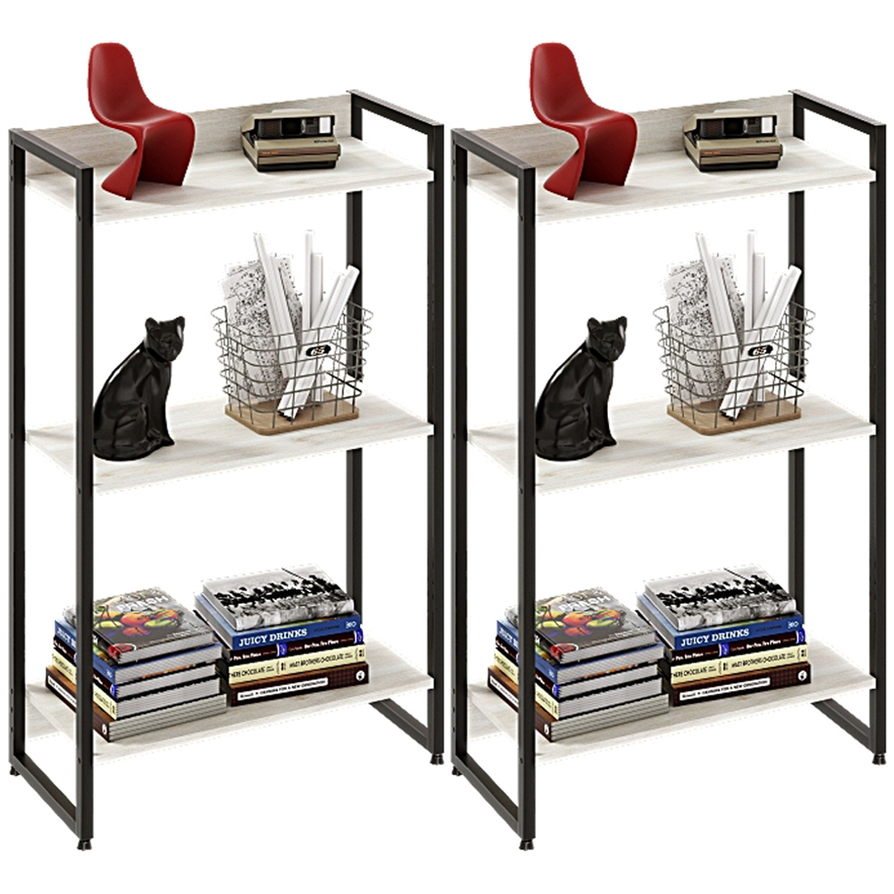 Kit 2 Estantes Multiuso Escritório Industrial 3 Prateleiras Areta 104x60cm C01 Snow - Lyam Decor