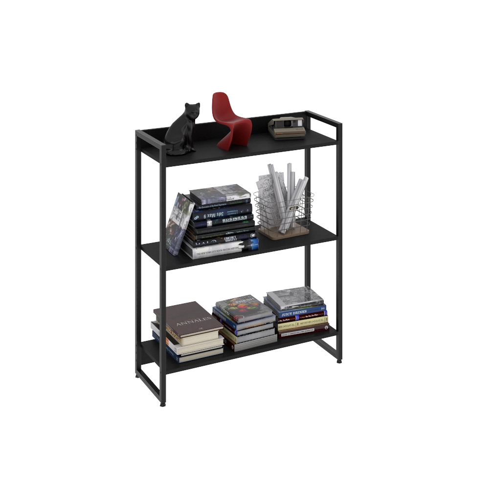 Kit 2 Estantes Multiuso Escritório Industrial 3 Prateleiras Areta 104x80cm C01 Onix - Lyam Decor