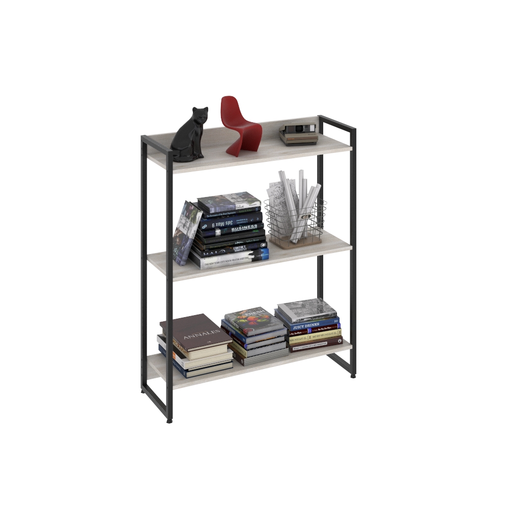 Kit 2 Estantes Multiuso Escritório Industrial 3 Prateleiras Areta 104x80cm C01 Snow - Lyam Decor