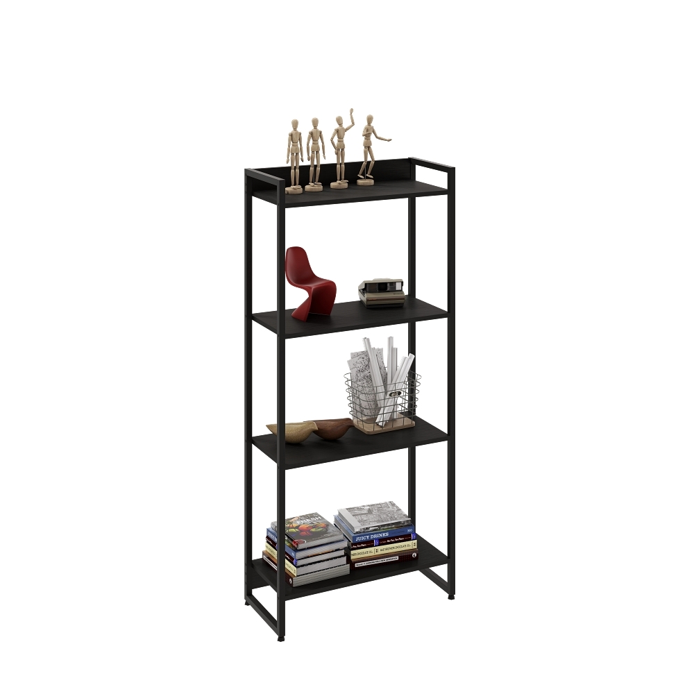 Kit 2 Estantes Multiuso Escritório Industrial 4 Prateleiras Areta 145x60cm C01 Onix - Lyam Decor