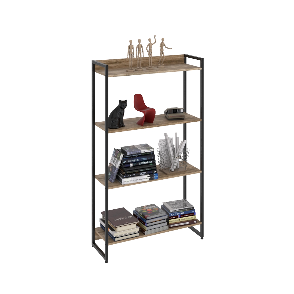 Kit 2 Estantes Multiuso Escritório Industrial 4 Prateleiras Areta 145x80cm C01 Carvalho - Lyam Decor