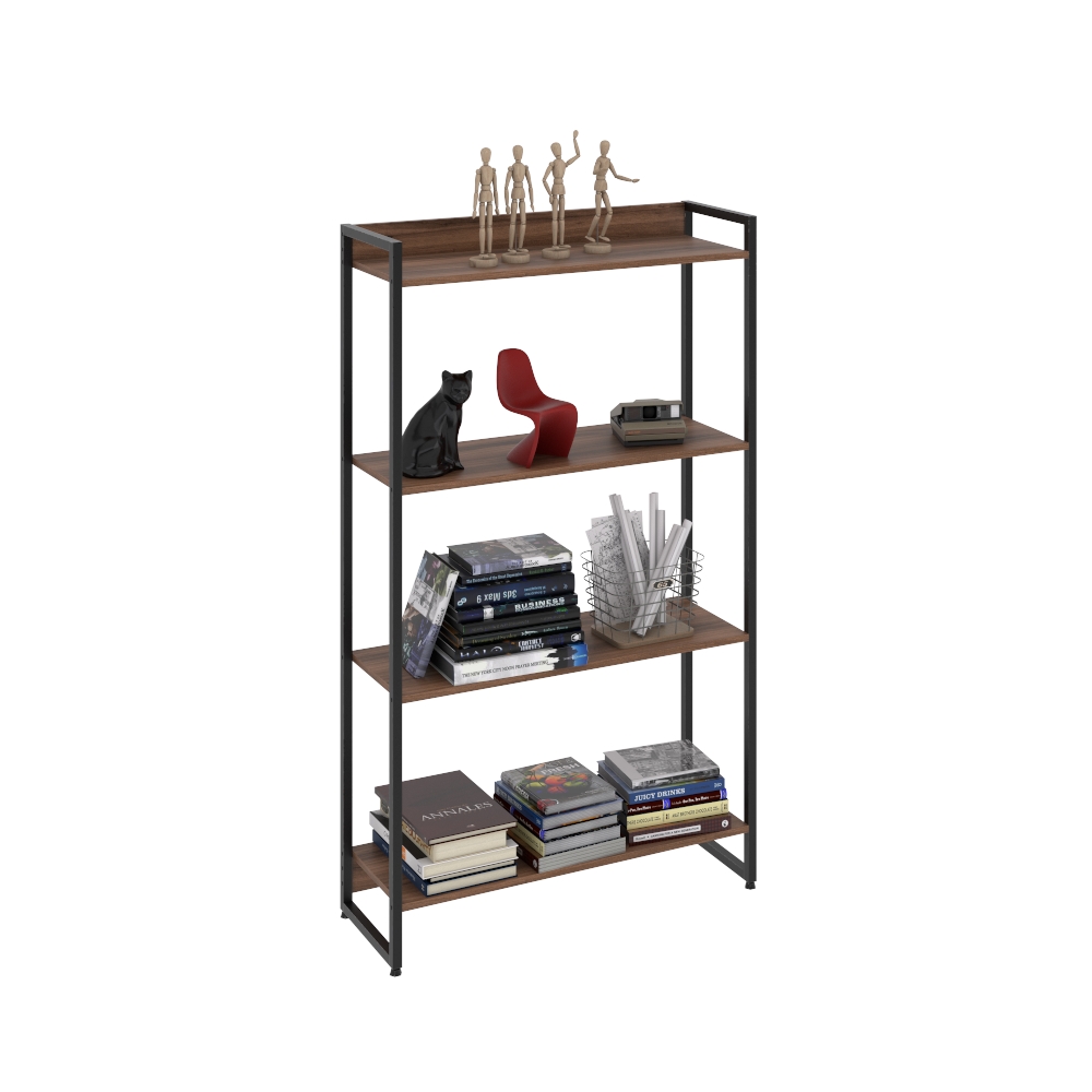 Kit 2 Estantes Multiuso Escritório Industrial 4 Prateleiras Areta 145x80cm C01 Nogal - Lyam Decor