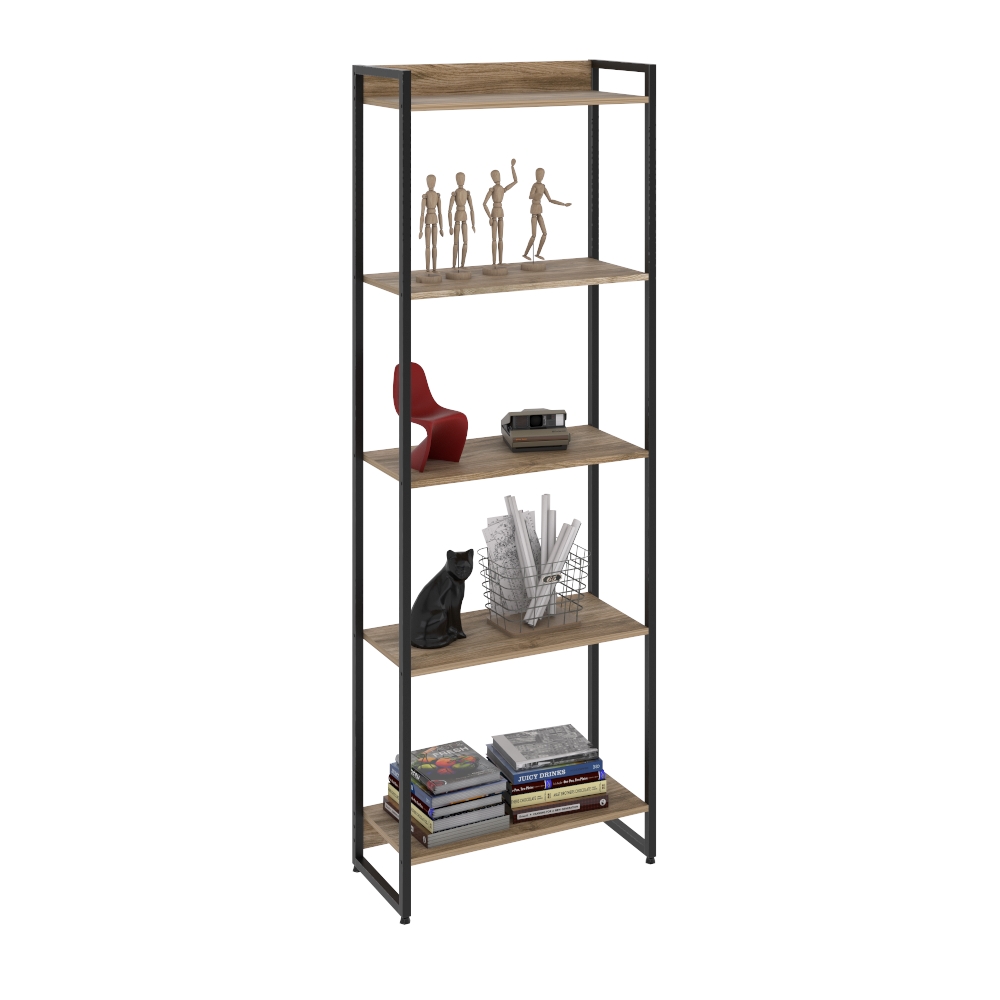 Kit 2 Estantes Multiuso Escritório Industrial 5 Prateleiras Areta 186x60cm C01 Carvalho - Lyam Decor