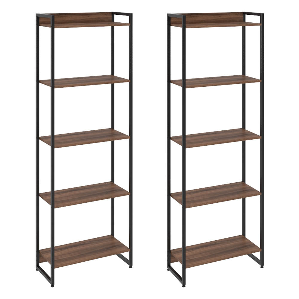Kit 2 Estantes Multiuso Escritório Industrial 5 Prateleiras Areta 186x60cm C01 Nogal - Lyam Decor