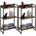Kit 2 Estantes Multiuso Industrial 3 Prateleiras Areta 104x60cm C01 Carvalho Dark - Lyam Decor