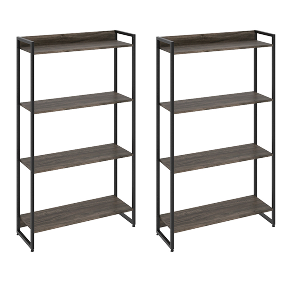 Kit 2 Estantes Multiuso Industrial 4 Prateleiras Areta 145x80cm C01 Carvalho Dark - Lyam Decor