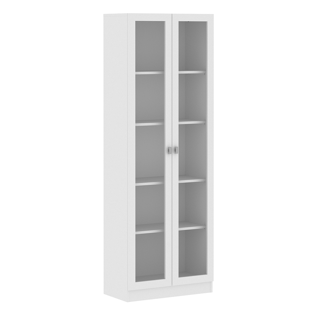 Kit 2 Estantes Para Escritório 2 Portas De Vidro 4 Prateleiras Cannes 171x59 T01 Branco - Lyam Decor