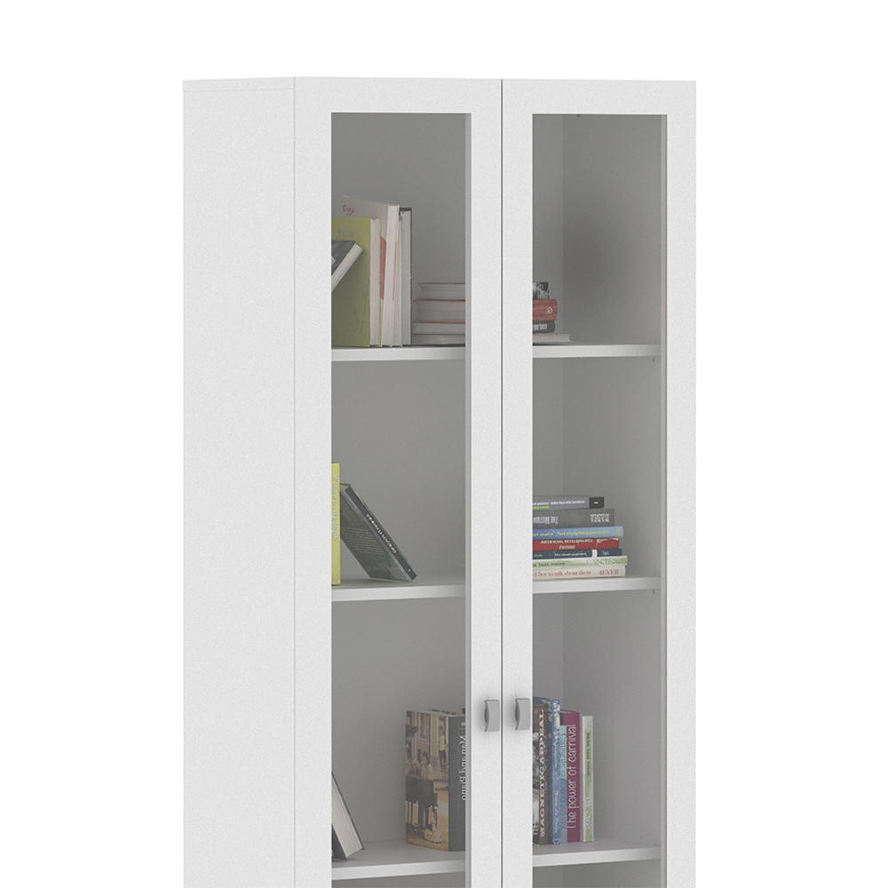 Kit 2 Estantes Para Escritório 2 Portas De Vidro 4 Prateleiras Cannes 171x59 T01 Branco - Lyam Decor