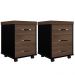 Kit 2 Gaveteiros Escritório Office Rodízios 3 Gavetas Atria Executiva A02 Charuto Preto - Lyam Decor