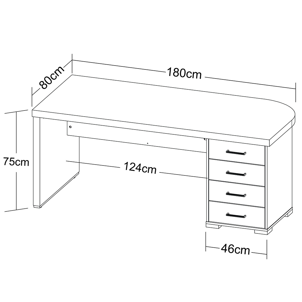 Kit 2 Mesas Escritório Home Office 4 Gavetas LD Atria Executiva 180cm A02 Charuto Preto - Lyam Decor