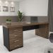 Kit 2 Mesas Escritório Home Office 4 Gavetas LE Atria Executiva 180cm A02 Charuto Preto - Lyam Decor