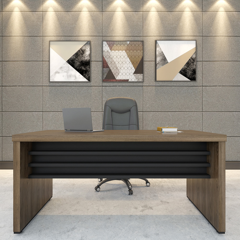 Kit 2 Mesas Para Escritório E Home Office Atria Executiva 158 Cm A02 Charuto Preto - Lyam Decor