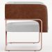 Kit 2 Poltrona Base Aço New Cobre Scarlett D02 Courissímo Marrom B-38 Linho Cinza D-315 - Lyam Decor