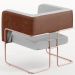 Kit 2 Poltrona Base Aço New Cobre Scarlett D02 Courissímo Marrom B-38 Linho Cinza D-315 - Lyam Decor